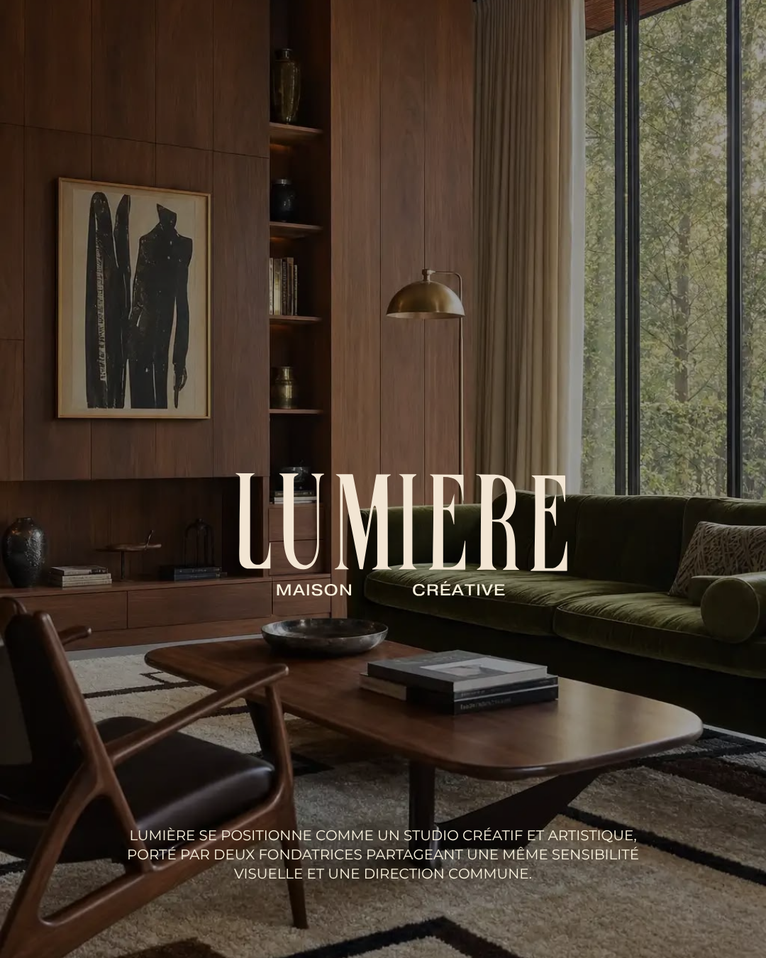 LUMIÈRE — logo Maison Créative et application intérieure