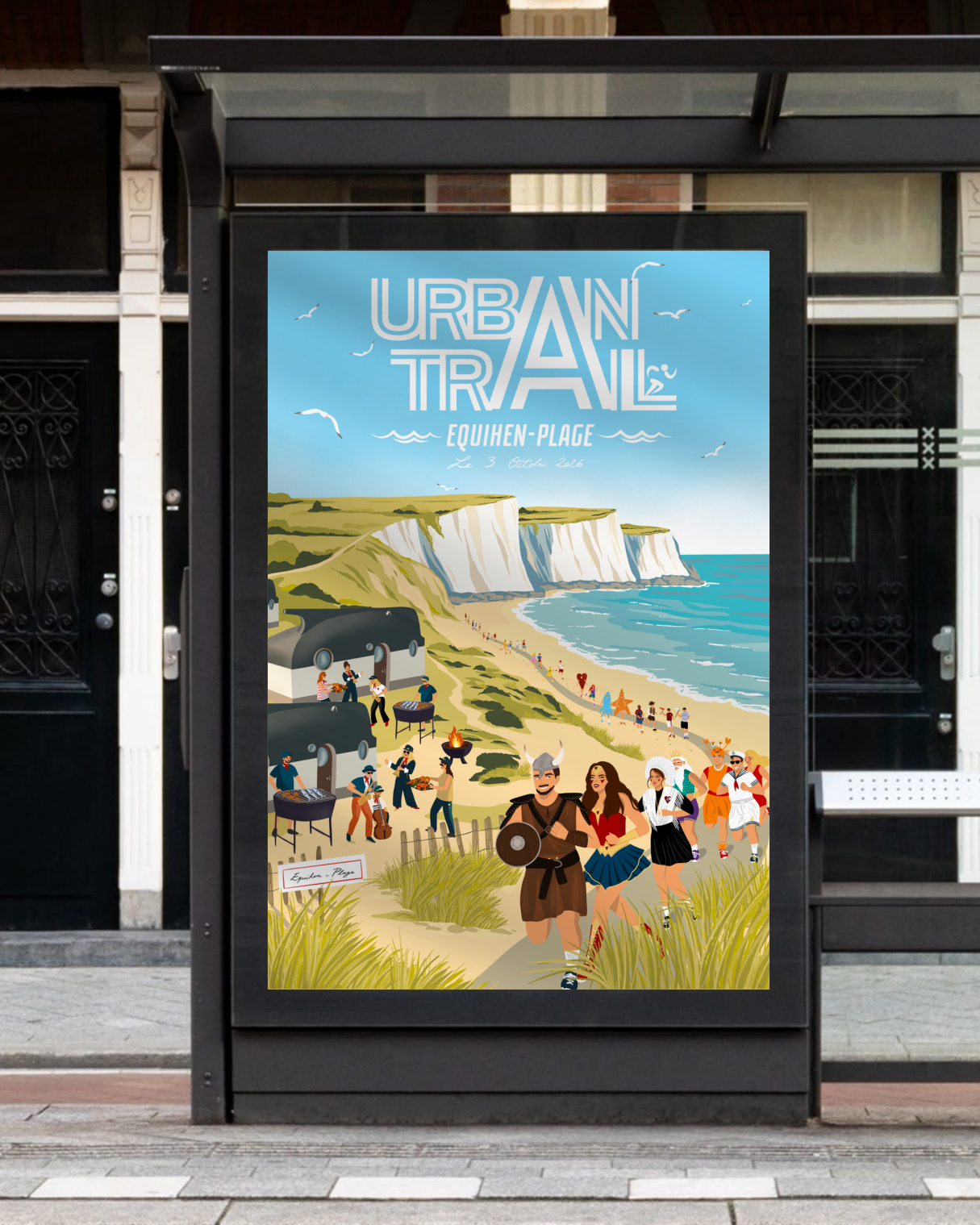 Urban Trail Équihen-Plage — affiche illustrée